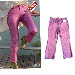 Royalty For Me RFM pink metallic foil stretchy slim fit jeans pants NWT